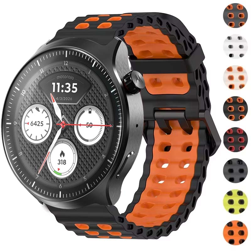 Motorola Smartwatch Accessories - สายซิลิโคนสองสี ระบายอากาศได้ดี ขนาด 22 มม. สำหรับ