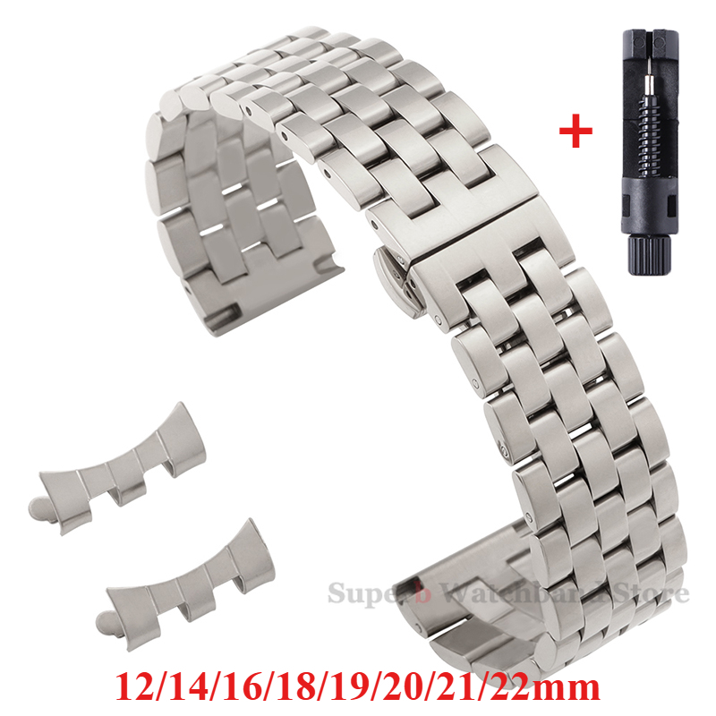 Motorola Smartwatch Accessories - 12/14/16/18/19/20/21/22 มม.สแตนเลสสําหรับ Tissot ปลายโค้งสายรัดข้อมือสําหรับ Seiko Universal