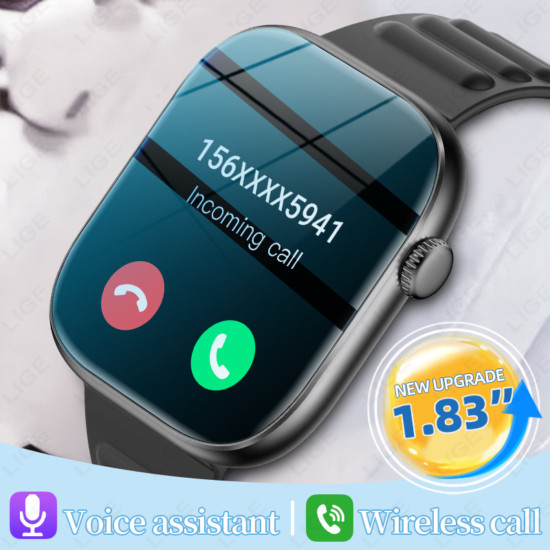Smartwatch Custom - LIGE สมาร์ทวอทช์สำหรับผู้ชาย หน้าจอ HD ขนาด 1.83