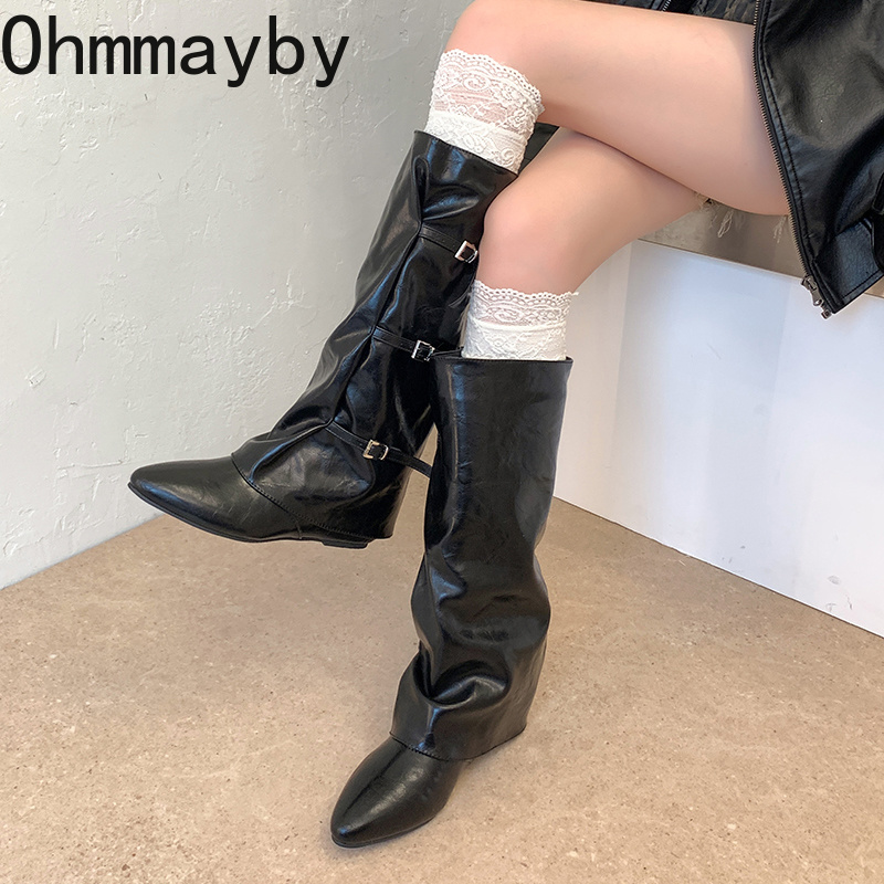 รองเท้าบูทหนังผู้หญิงทรงสูงถึง - Leather Classic Strap บทวิจารณ์และราคา