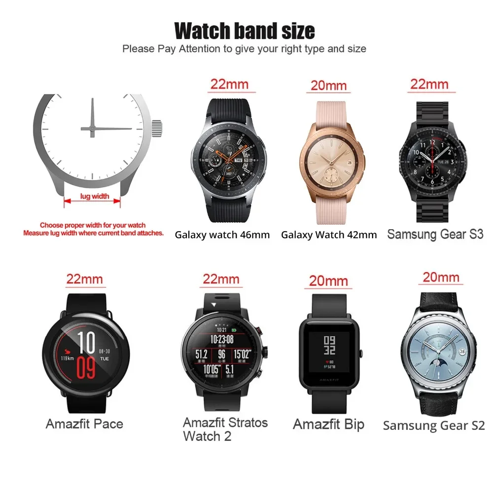 22 มม.20 มม.สําหรับ Samsung Ga - Motorola Smartwatch Accessories บทวิจารณ์และราคา