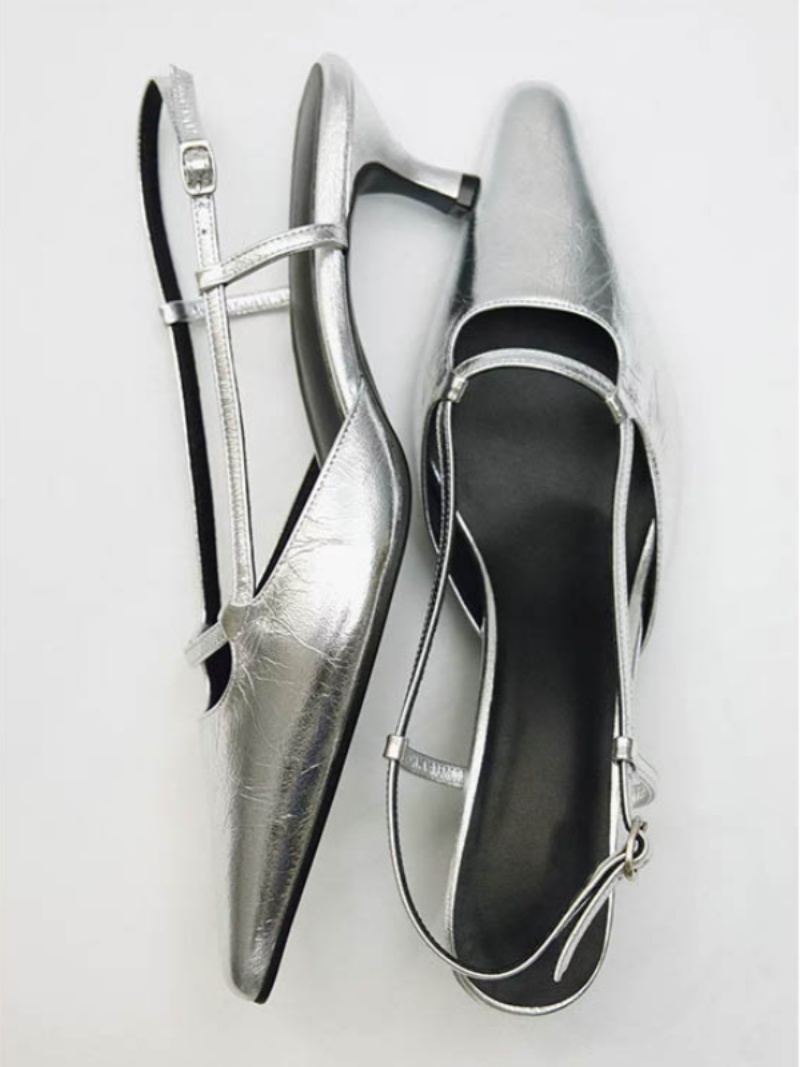 รองเท้าส้นสูงแบบสลิงแบ็ค ปลายแ - Leather Classic Strap บทวิจารณ์และราคา